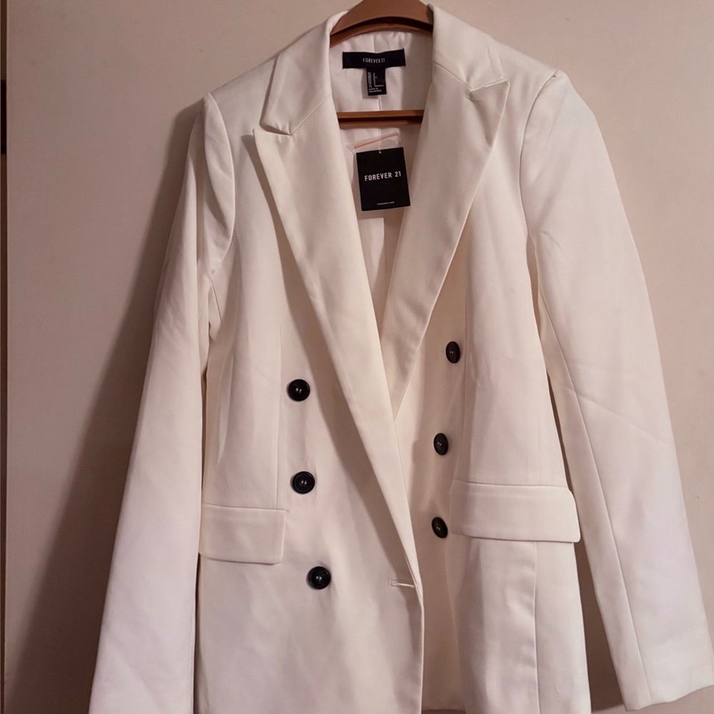 Forever 21 Double-Breasted Cream Blazer